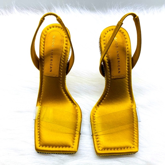 Good American Shoes - Good American Women’s Open Square Toe Heels Yellow GA120KD-X with box Size 5 1/2